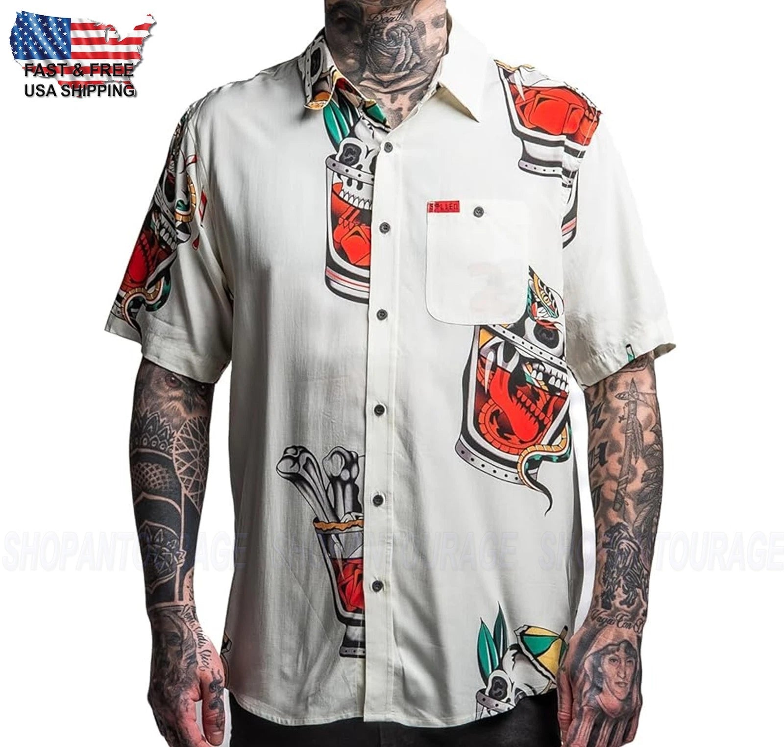 Sullen Art Collective On The Rocks SCM8064 Short Sleeve button Up Shirt For Men