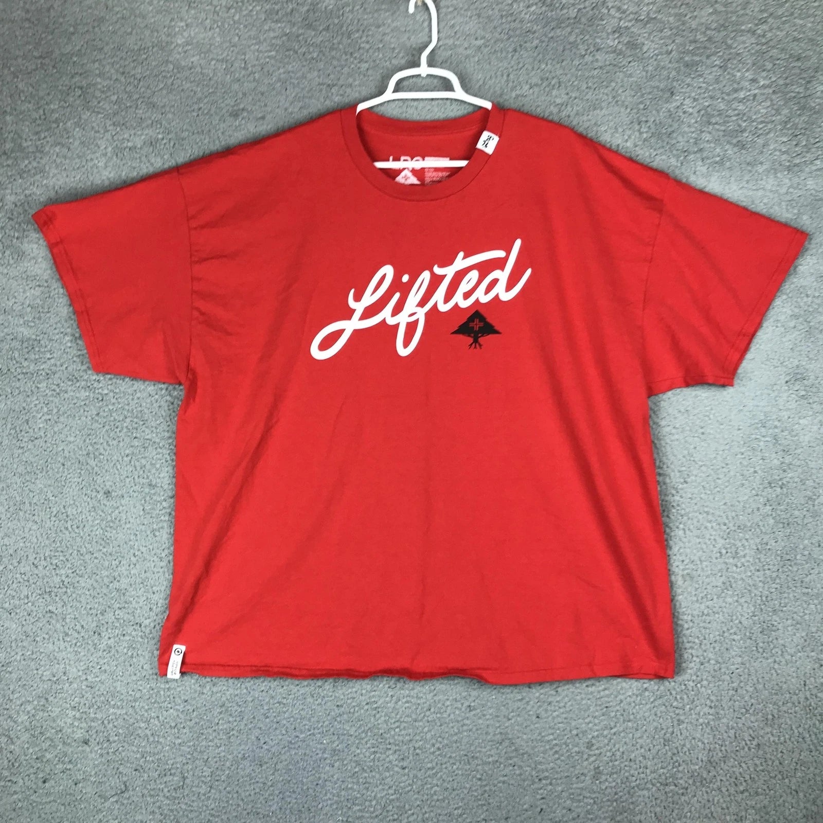 LRG Shirt Mens 3XL Red Lifted Script Logo Graphic Tee Streetwear Tagless Cotton
