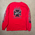 (XXL) Choppers Flames Long Sleeve Shirt Flames Biker Bike Vintage Retro Faded Red