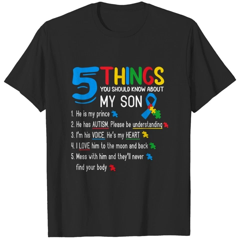 Autistic Son Autism Awareness Support For Mom Dad Parents T-Shirt For Men Women