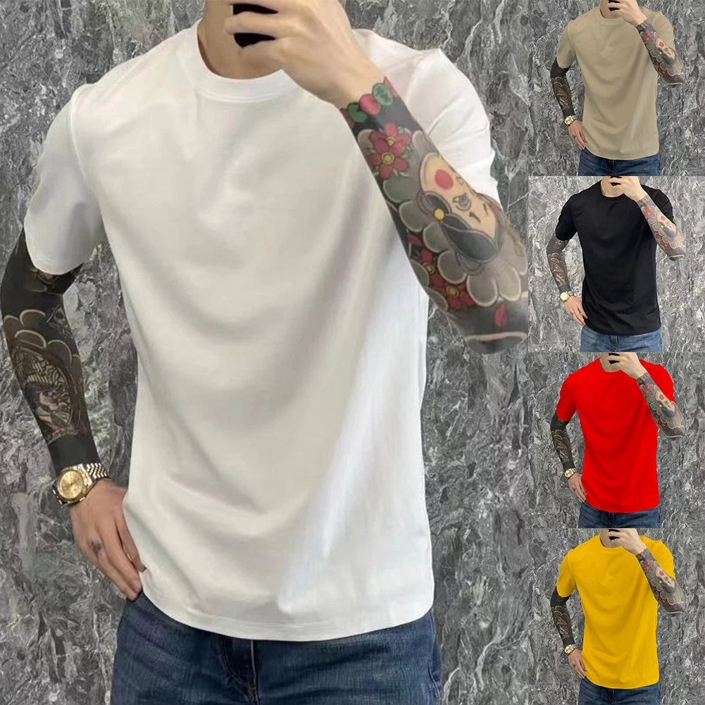 Stylish Solid Color Short Sleeve T Shirt for Men Perfect for Casual Outings