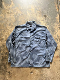 Y2K Distressed No Boundaries Flame Button Up Graphic Shirt-Size XL