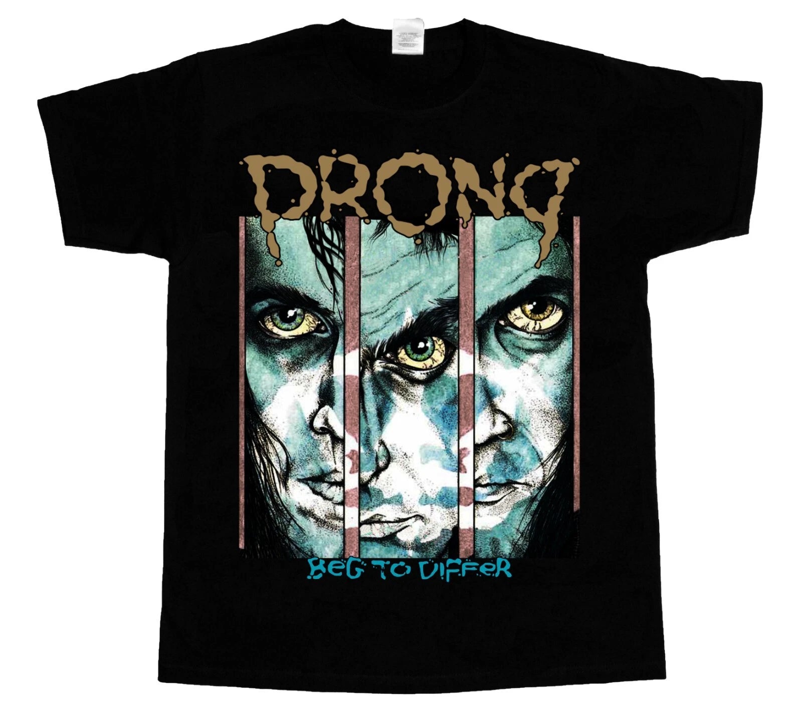 PRONG BEG TO DIFFER'90 FEAR FACTORY short long sleeve BLACK T-SHIRT 345XL