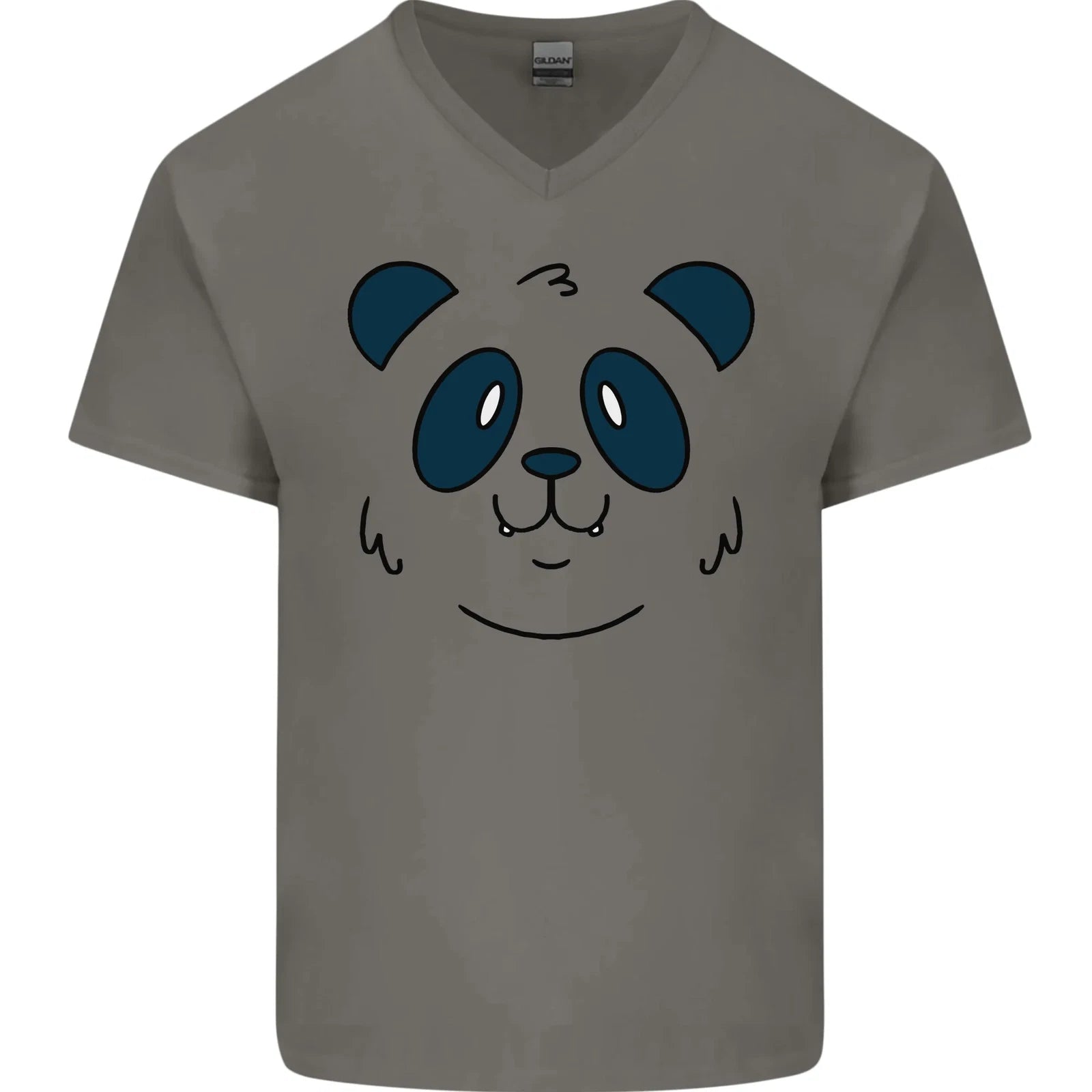 A Cute Panda Bear Face Mens V-Neck Cotton T-Shirt