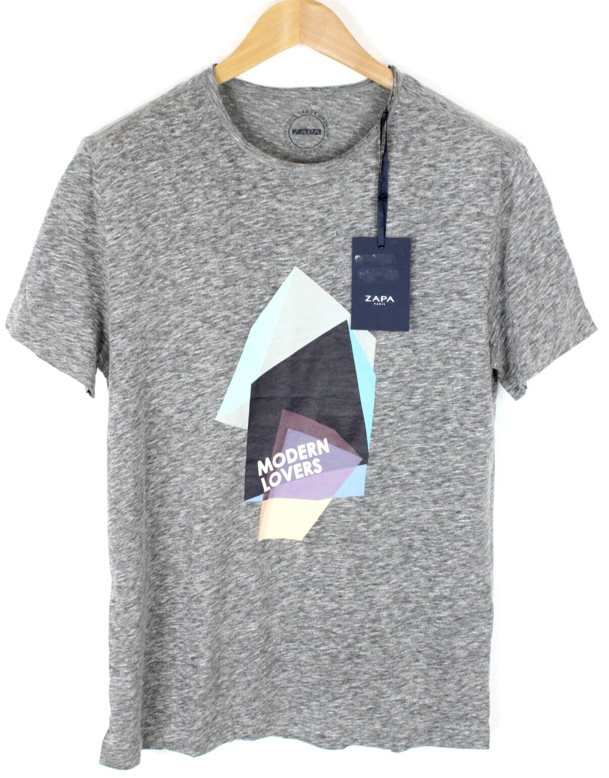 Zapa Modern Lovers Men T-Shirt L Short Sleeve Gray Heathered Crew Neck