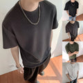 Regular Length Ribbed Slim Tee Stretch Knit Tee Ribbed High Stretch Slim Fit