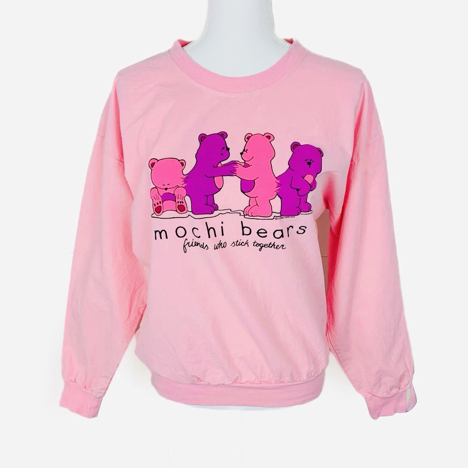 Y2K Crazy Shirts M Mochi Bears Friends Pullover Top Pink Retro Streetwear Flaws