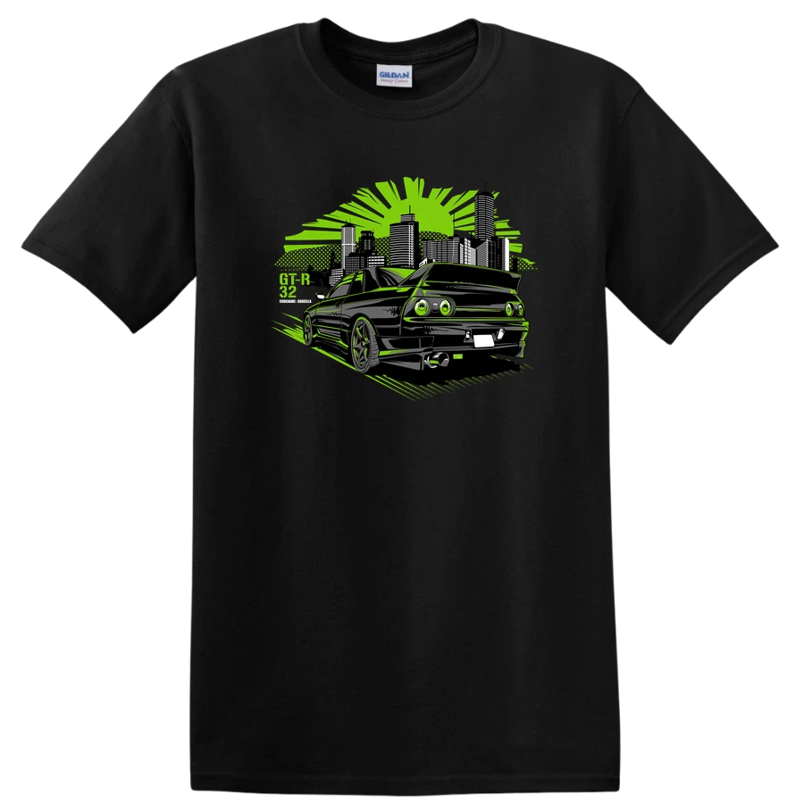Black Sports Car Skyline Graphic T Shirt Cool Car Enthusiast Tee Urban Style