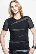 Devil Fashion Punk Sexy Tee Hollow Out Man T-Shirt Gothic Black Short Sleeve Top