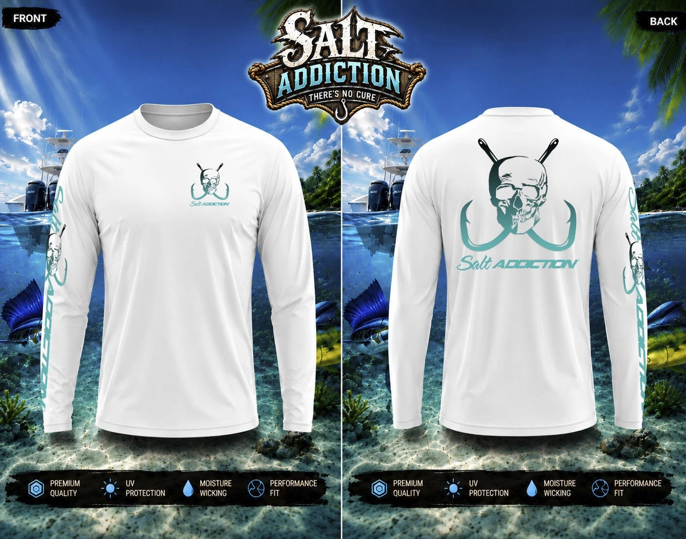 Salt Addiction Pirate Performance Fishing Shirt UPF 50 Long Sleeve Quick Dry