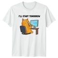 Ill Start Tomorrow Cat T-Shirt Lazy Cat Humor Gift For Him And Her