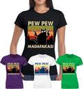 PEW PEW MADAFAKAS Vintage Funny Laddies T-Shirt Cat Retro Kitten Xmas Gift Girls