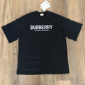 Burberry London England Logo T-Shirt Black Cotton Mens Size L Oversized