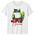 Surfing Cat Guam T-Shirt, Beach Lover Tee, Funny Cat Graphic T-Shirt