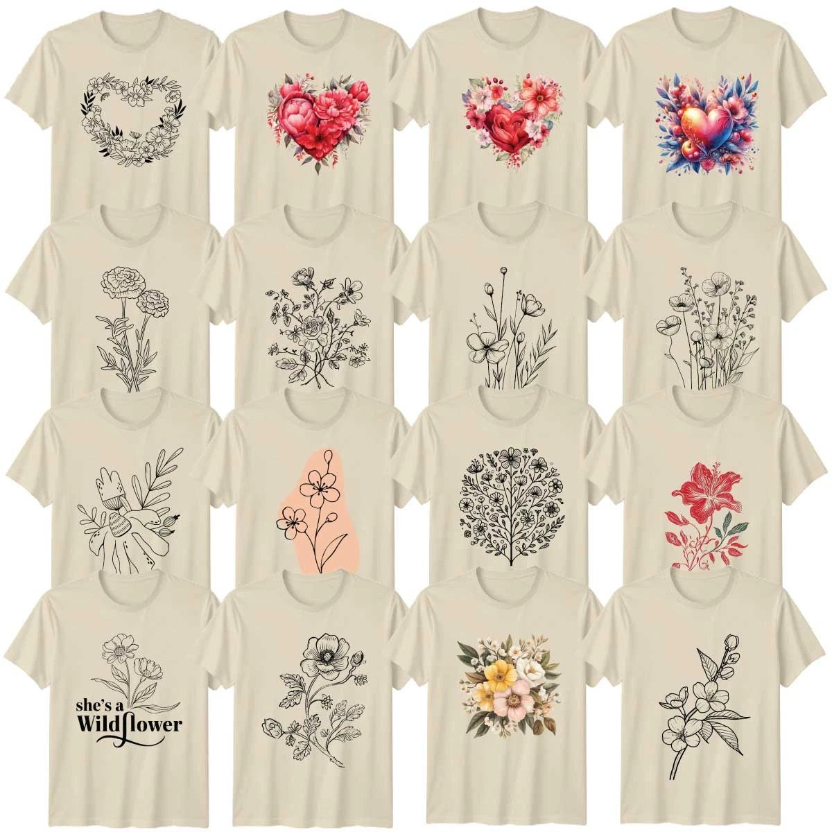 Botanical Illustration Adult T-Shirt Botanical Line Art Nature Lover Gift