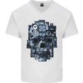 Speaker Skull Music Hi-Fi Mens V-Neck Cotton T-Shirt
