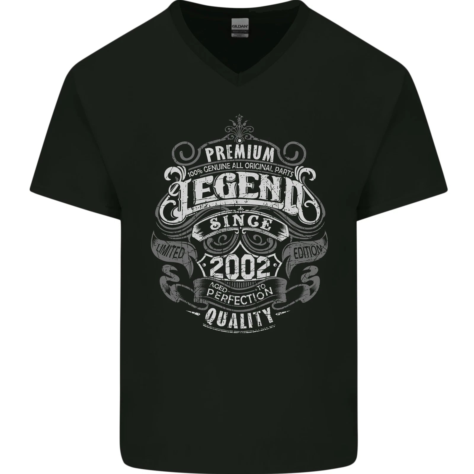 Premium Legend 24th Birthday 2002 Mens V-Neck Cotton T-Shirt