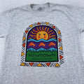 Vintage Newtown Pennsylvania Shirt Mens Medium Gray Sun Fish Graphic Tee 90s USA