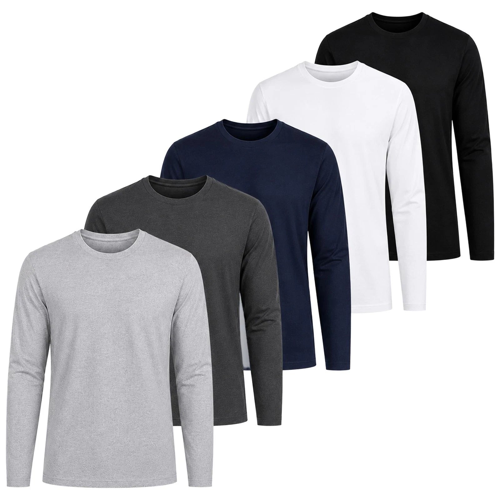 Kruze Mens Long Sleeve T-Shirt Cotton Crew Neck Plain Casual Tee Top S-2XL
