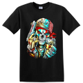 Skeleton Gangster T Shirt Street Art Skull w/ Cash Chains Hip Hop Graphic Tee