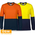 HI VIS Long Sleeves Crew Neck Cotton Crew Neck T-Shirt Straight Hem 6HVTN