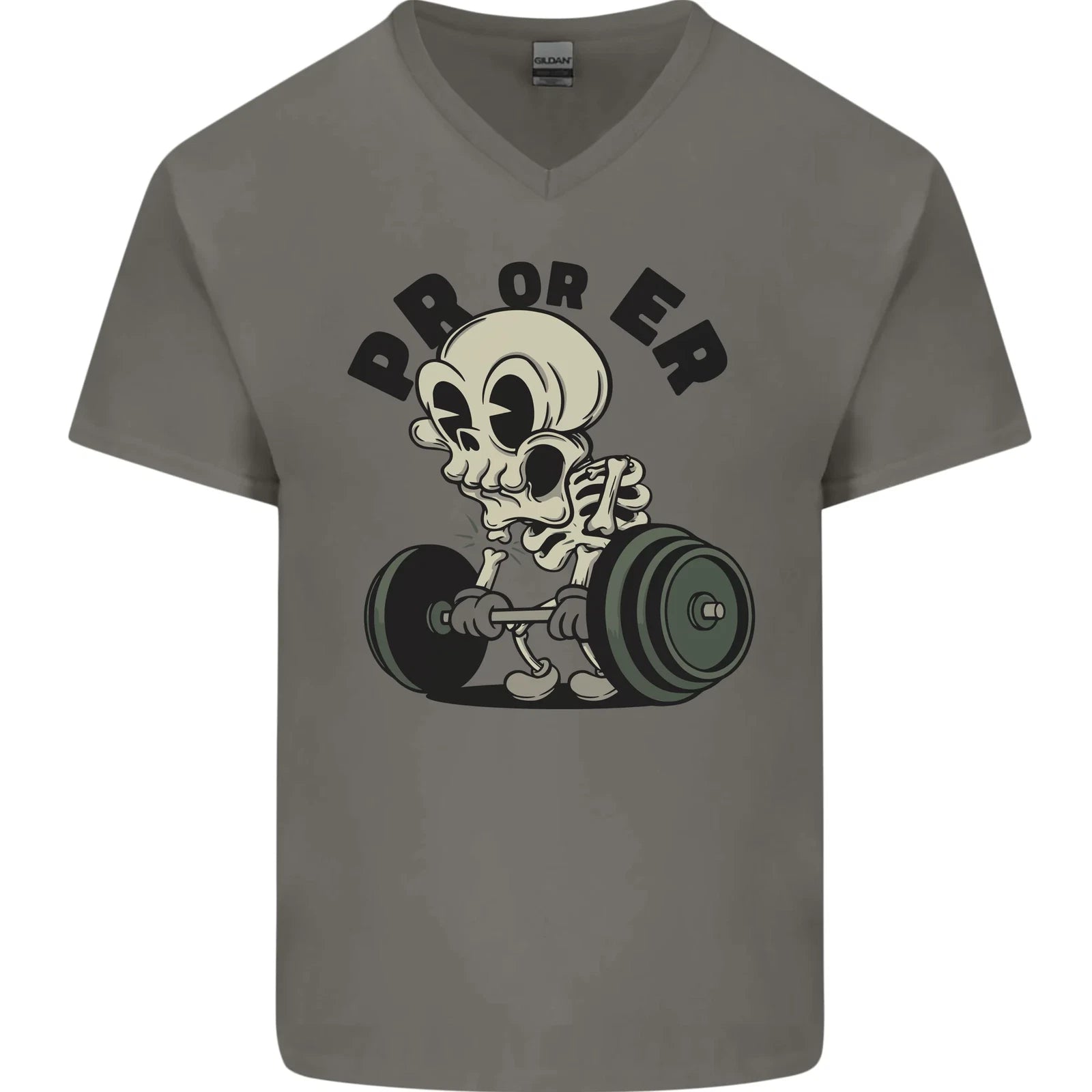 PR or ER Gym Bodybuilding Training Mens V-Neck Cotton T-Shirt