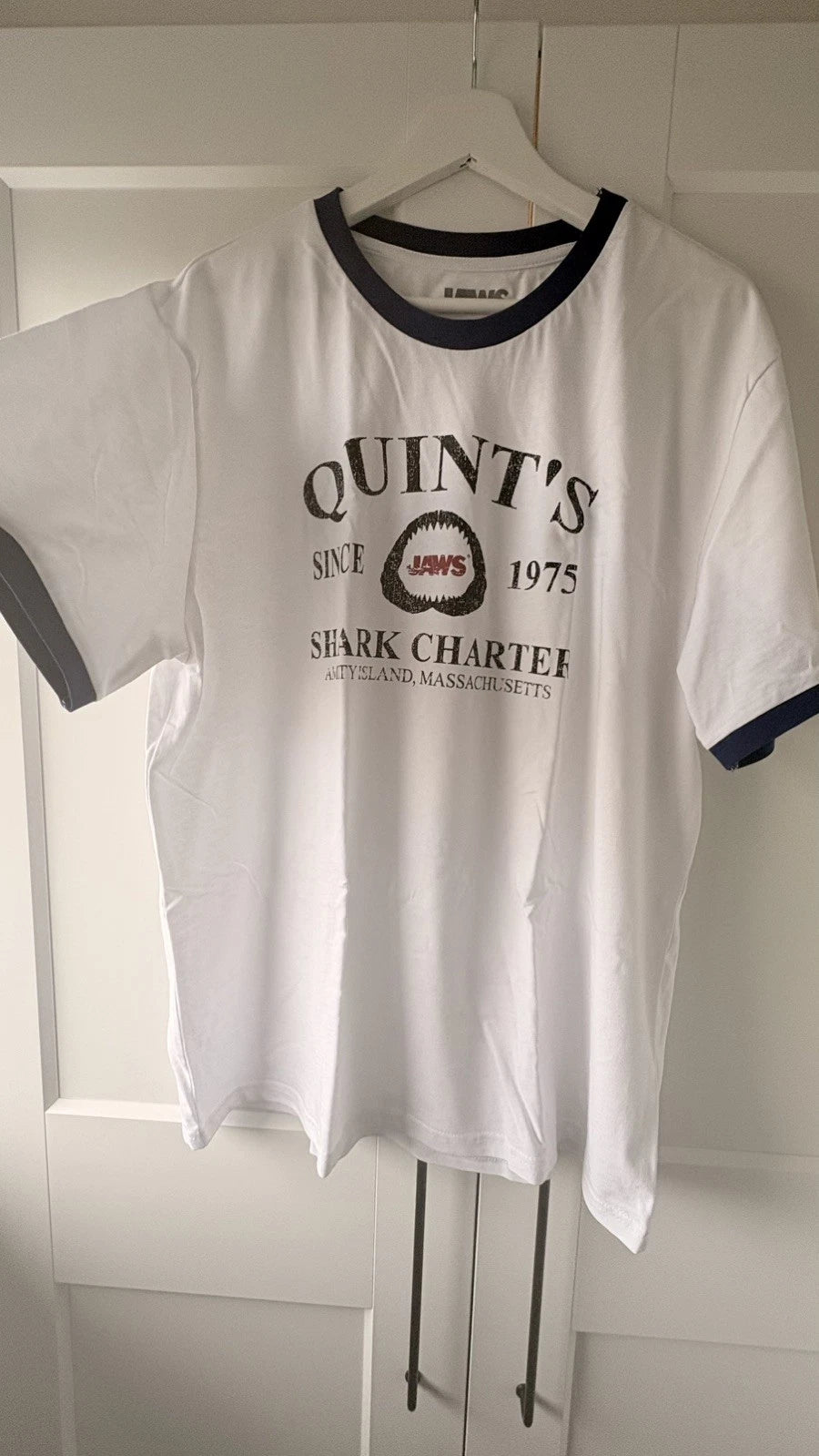 Official Jaws Quint's Shark Charter T-Shirt White/Blue Men XL Brand New with tag