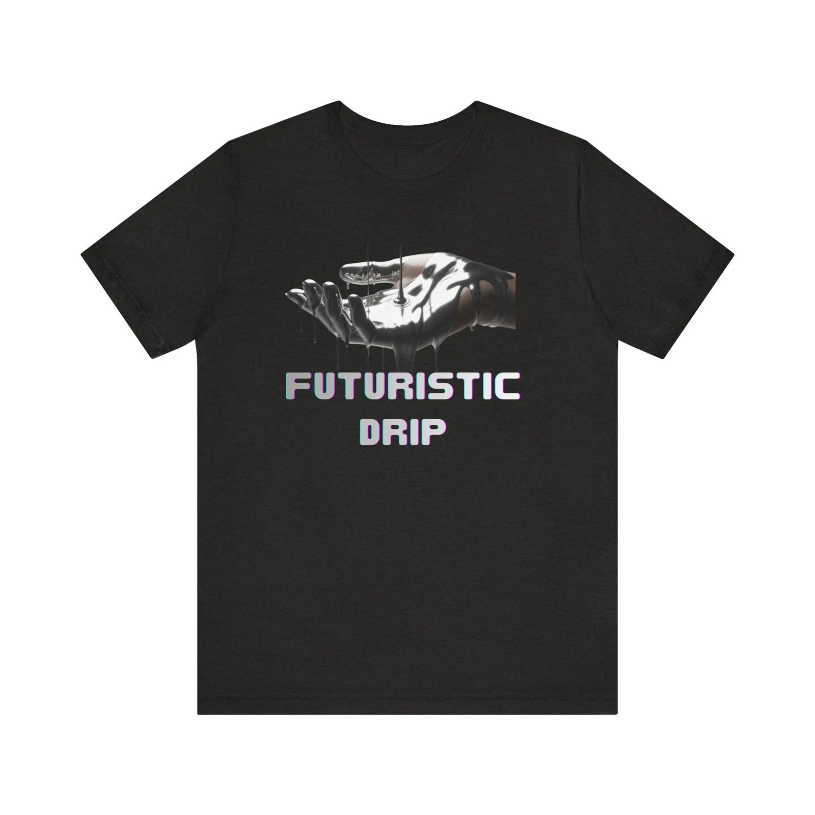 Metallic Dripping Hand Tee | Futuristic Drip Text