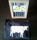 Handmade Black 100% Cotton T-shirt Size Large with Farm White Cow Vinyl Graphic