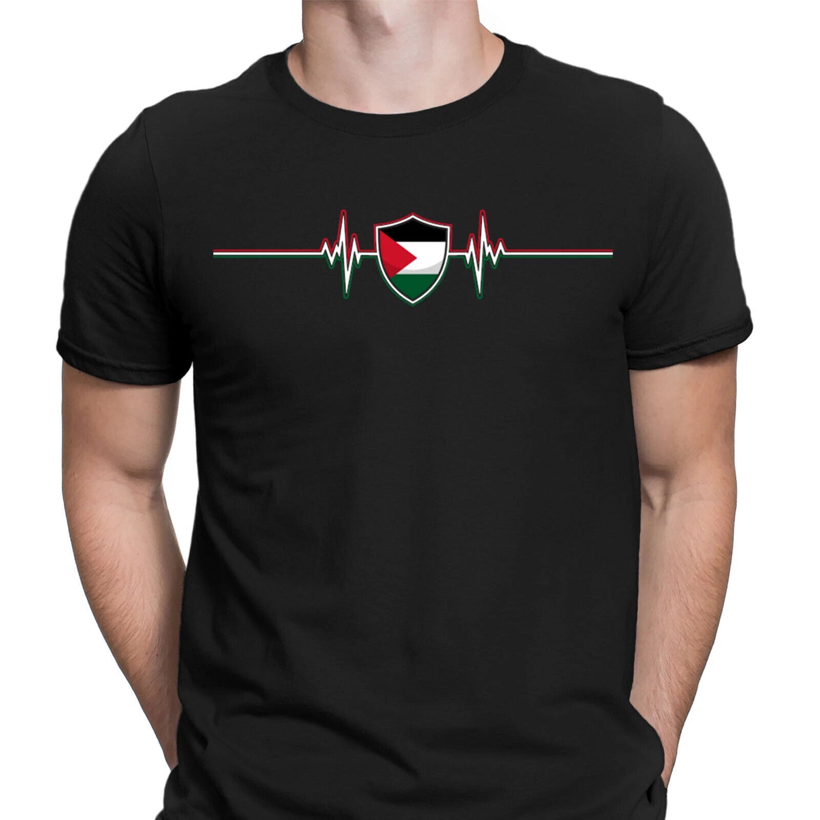Free Palestine T-Shirt Heartbeat Flag Save Gaza Solidarity Human Rights #PD25#5