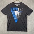 Express Mens T-Shirt Large Black Graphic New York 5th Ave Slub Cotton Tee