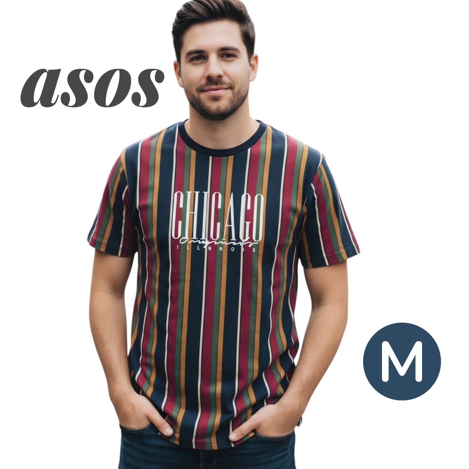 Asos Chicago illinois Retro 90's Grunge Skater in Multicolor -MEDIUM