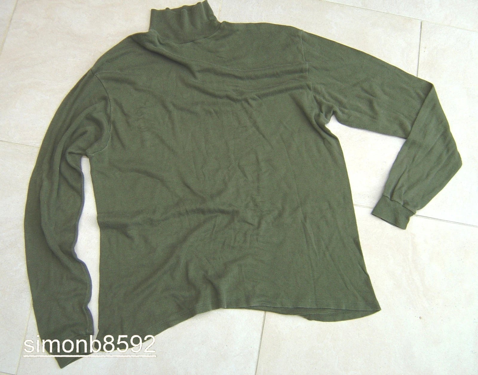 Air Crew Thermal Long Sleeve Roll Neck Top ECW Green Cold Weather Layer Cotton