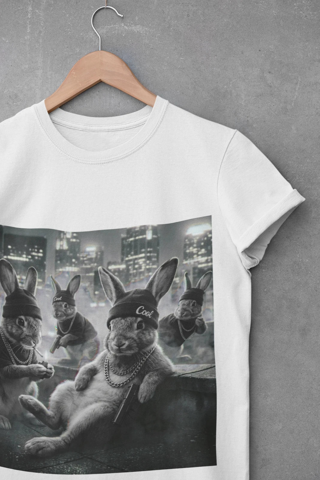 Smoking Bunnies Lounge T-Shirt | Noir Urban Bunny Art