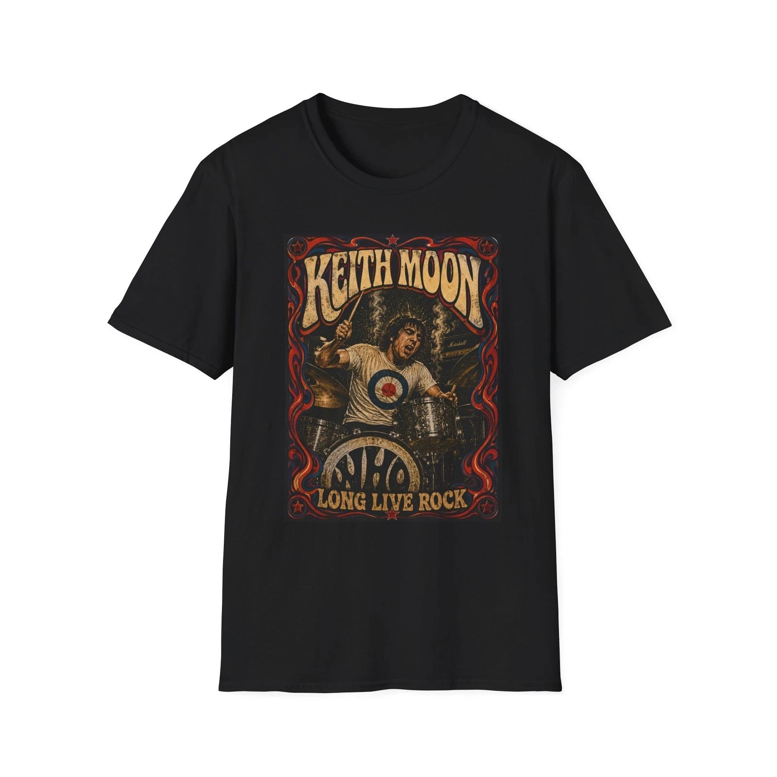 Keith Moon Drummer long live rock  Graphic T-Shirt | Vintage Rock Poster