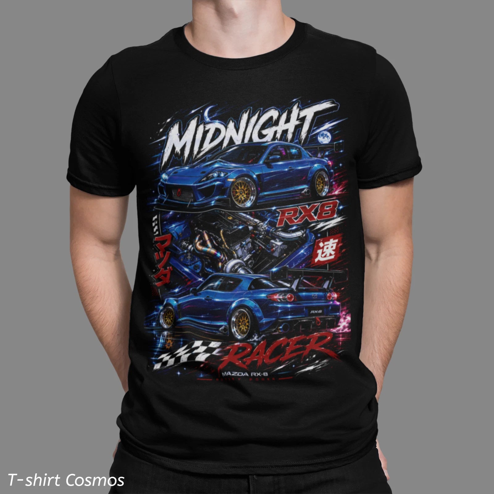 Midnight Racer Mazda RX8 Racing T-shirt, Fast & furios JDM Street Drifting style