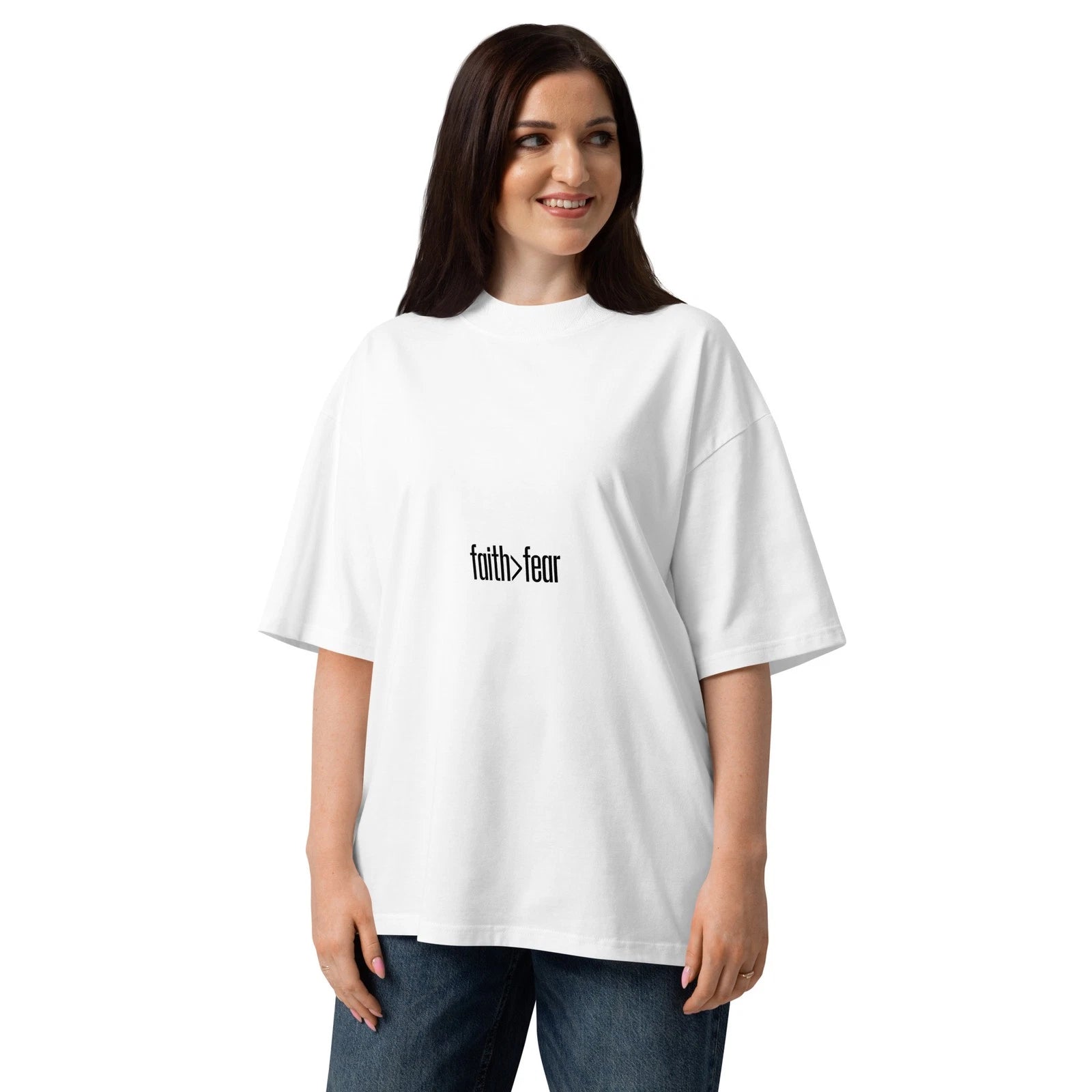 Faith fear Unisex organic oversized high neck t-shirt