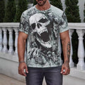 Men's Casual Street Style T Shirt Loose Fit Polyester Skull Print Design