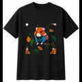 Graphic Hamster in Nature Cute Mens T-Shirt Black 100% Cotton Kawaii Unisex