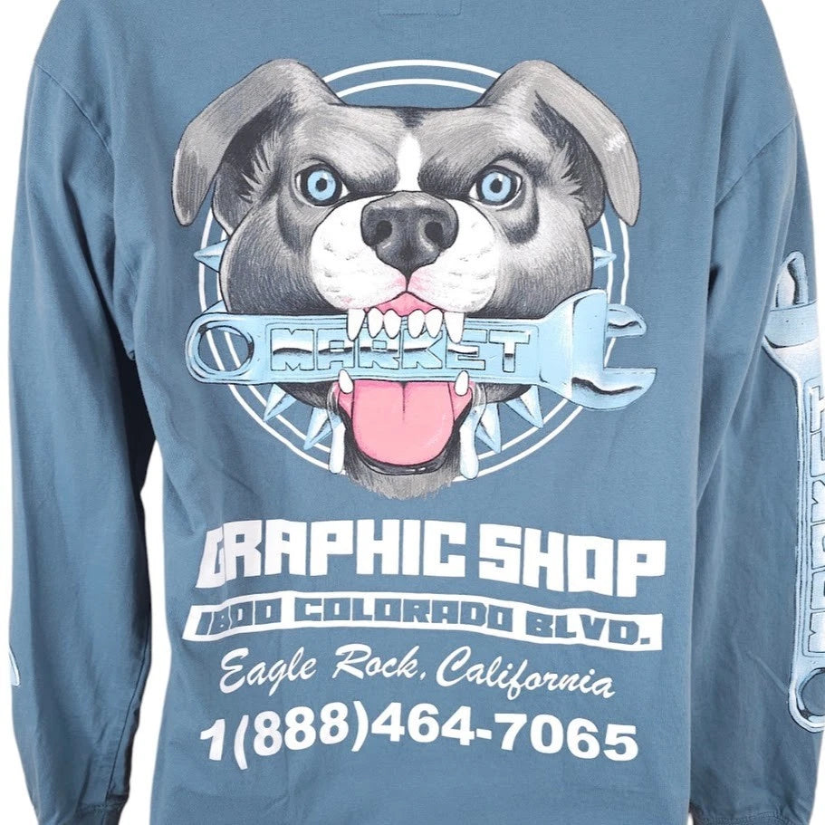 MARKET Junkyard Dog T Shirt Mens Size Medium Blue Urban Outfitters Graphic Shop
