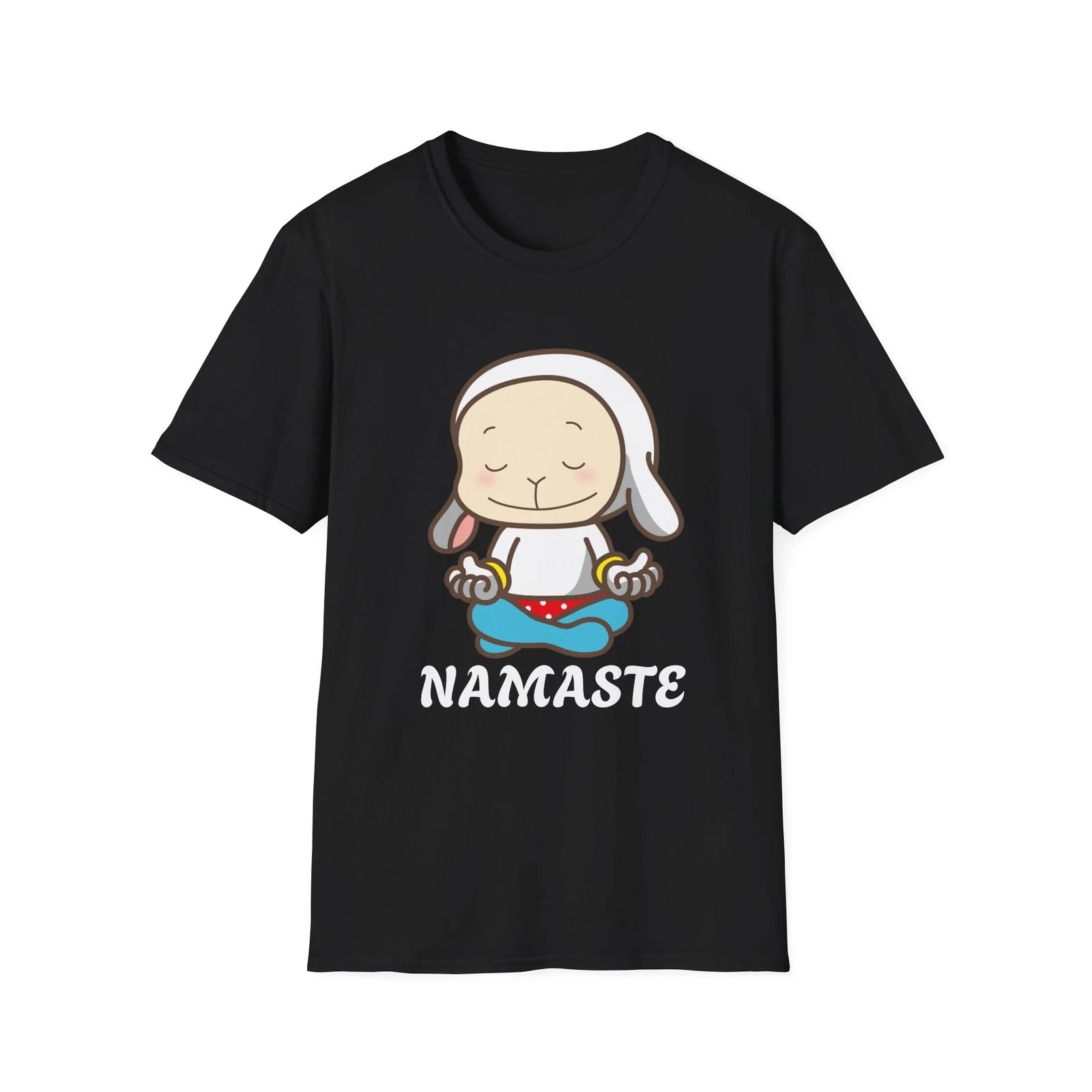 Cute Meditation Bunny Unisex Softstyle T-Shirt - Relaxing Vibes