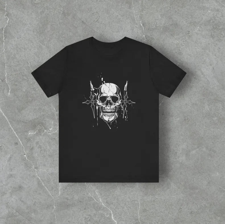 Gothic Skull Shirt Dark Punk Horror Aesthetic Graphic Tee