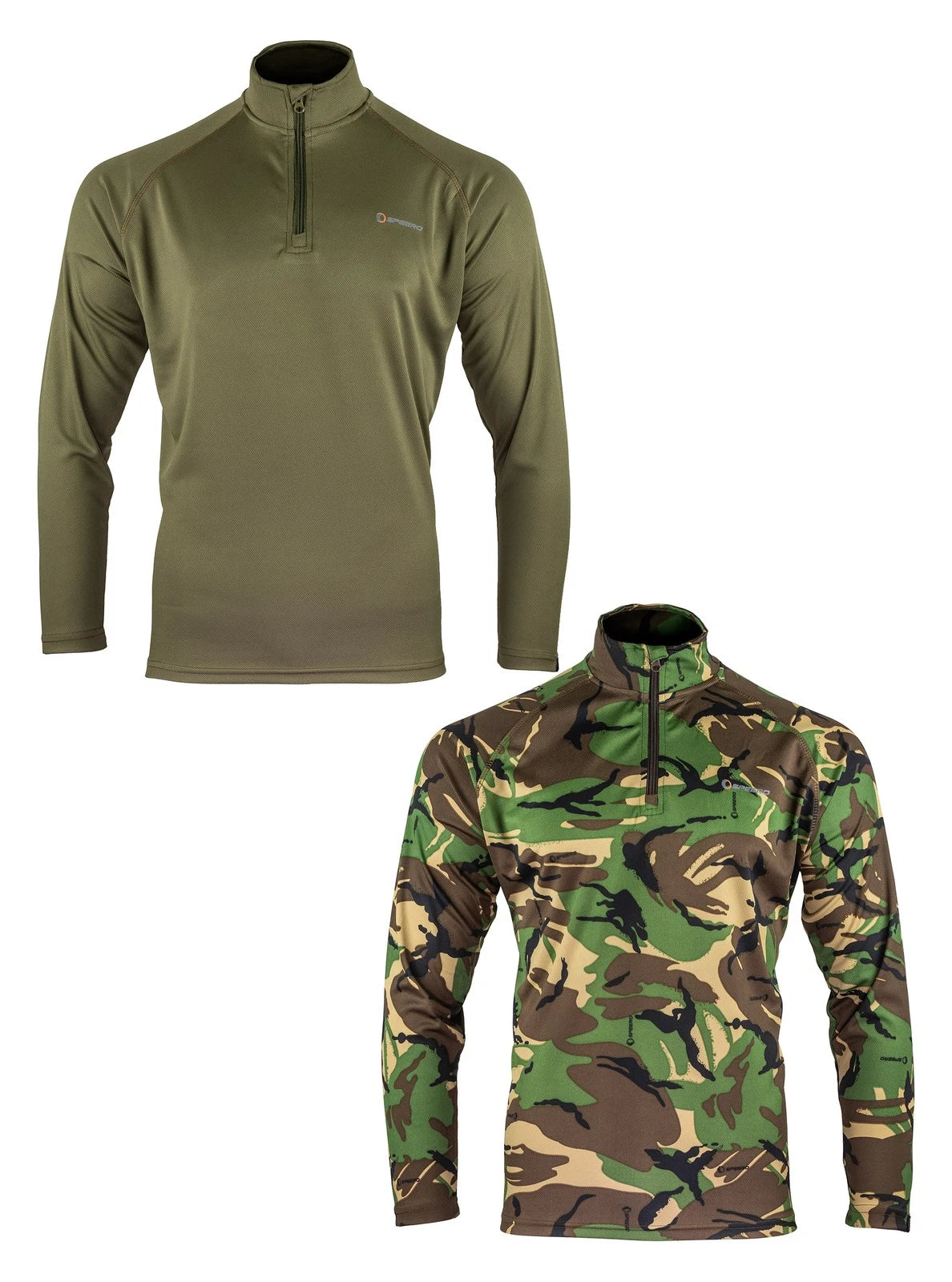 SPEERO Men's Quarter Zip Armour Top, DPM Camo Long Sleeve Shirt