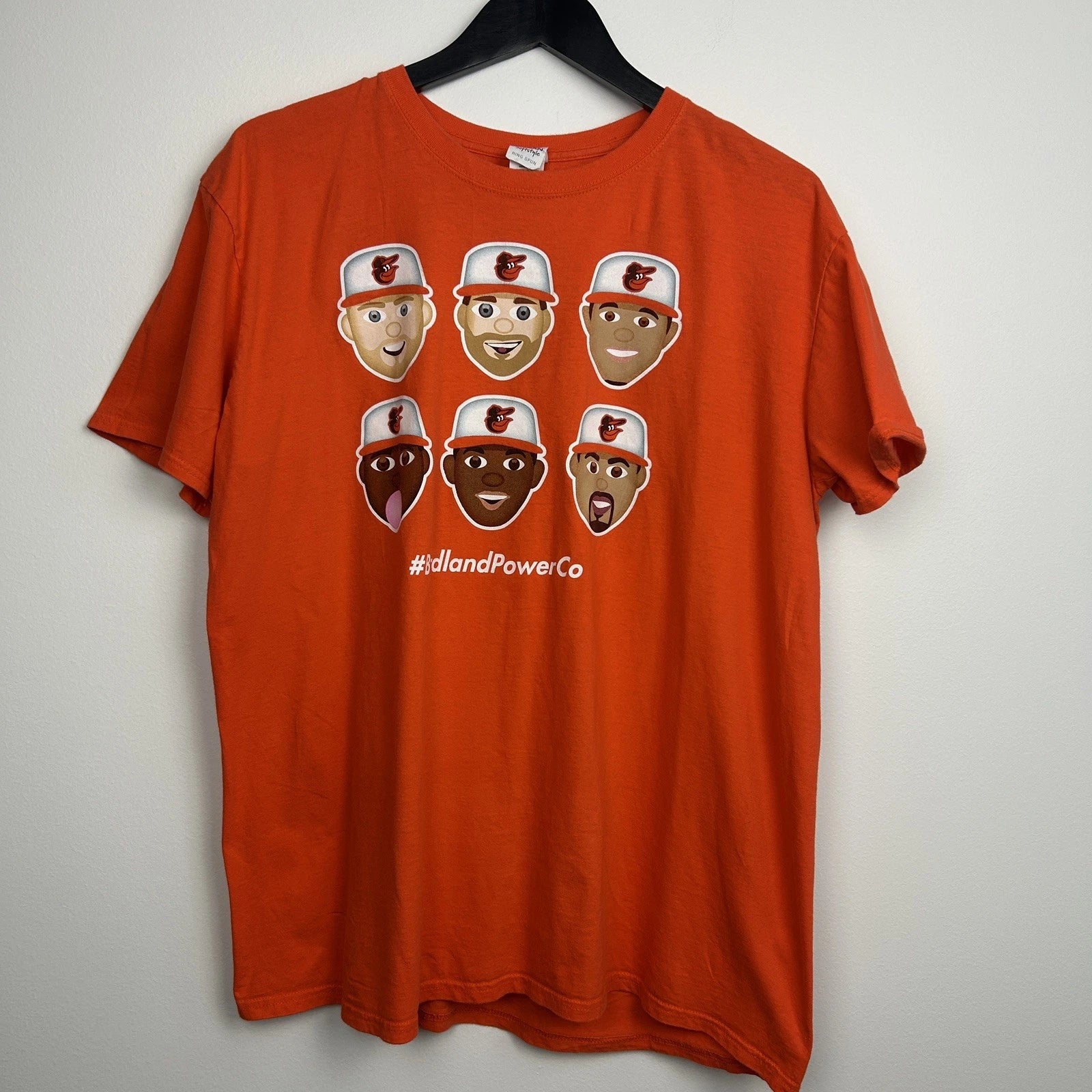 Orange Graphic T Shirt Cartoon Faces Print Oversized Cotton Streetwear XL
