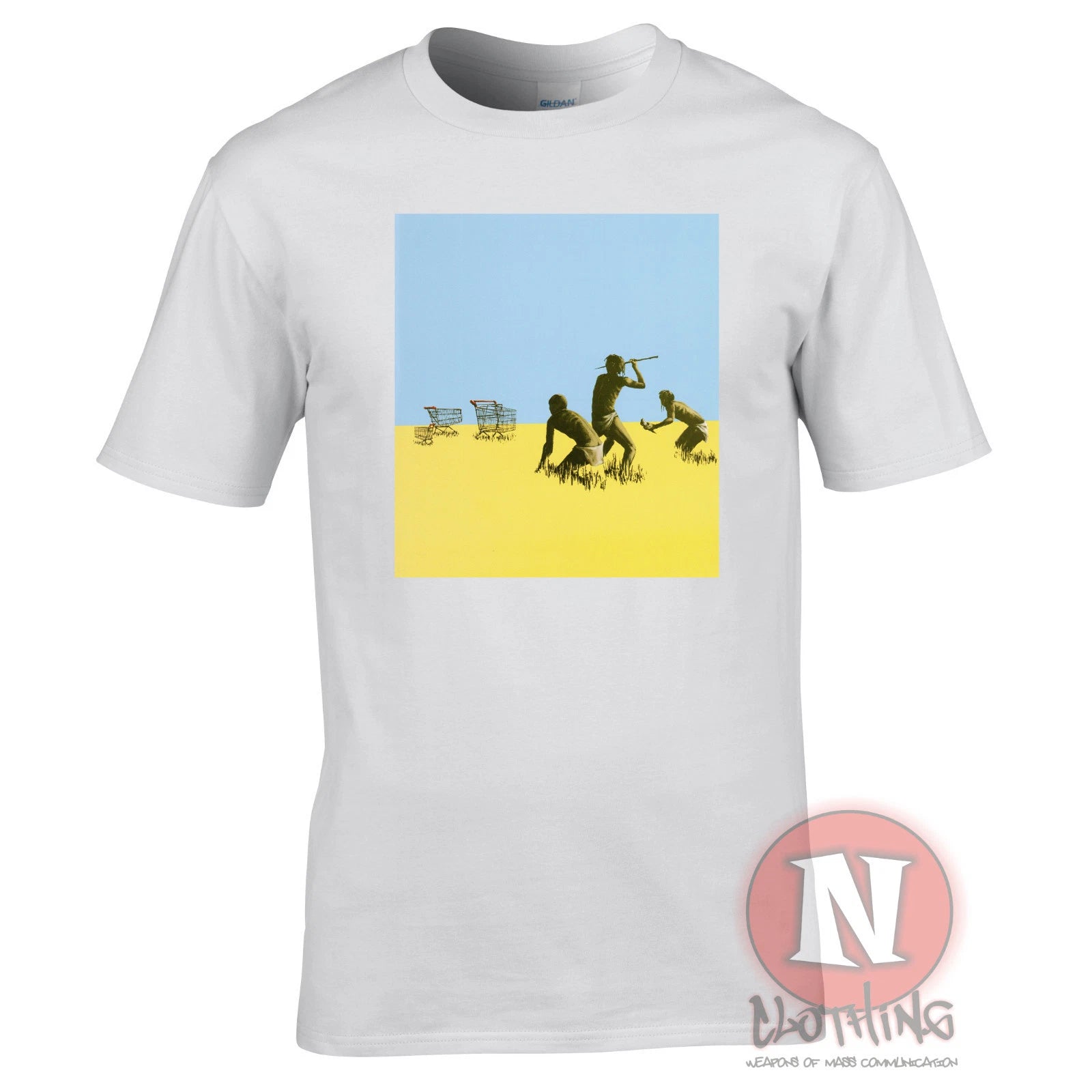 Banksy Trolley Hunters urban art graffiti t-shirt white
