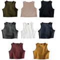 Solid Color Sleeveless Crop Tank Top for Gym or Daily Wear Women Racerback Vest