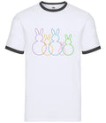 Bunny Family Outline - Mens Ringer - Easter Cute Rabbit Gift