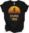 Retro Stupid Tree Disc Golf Shirt Funny Frisbee Golf Vintage Sunset Golfer Gift