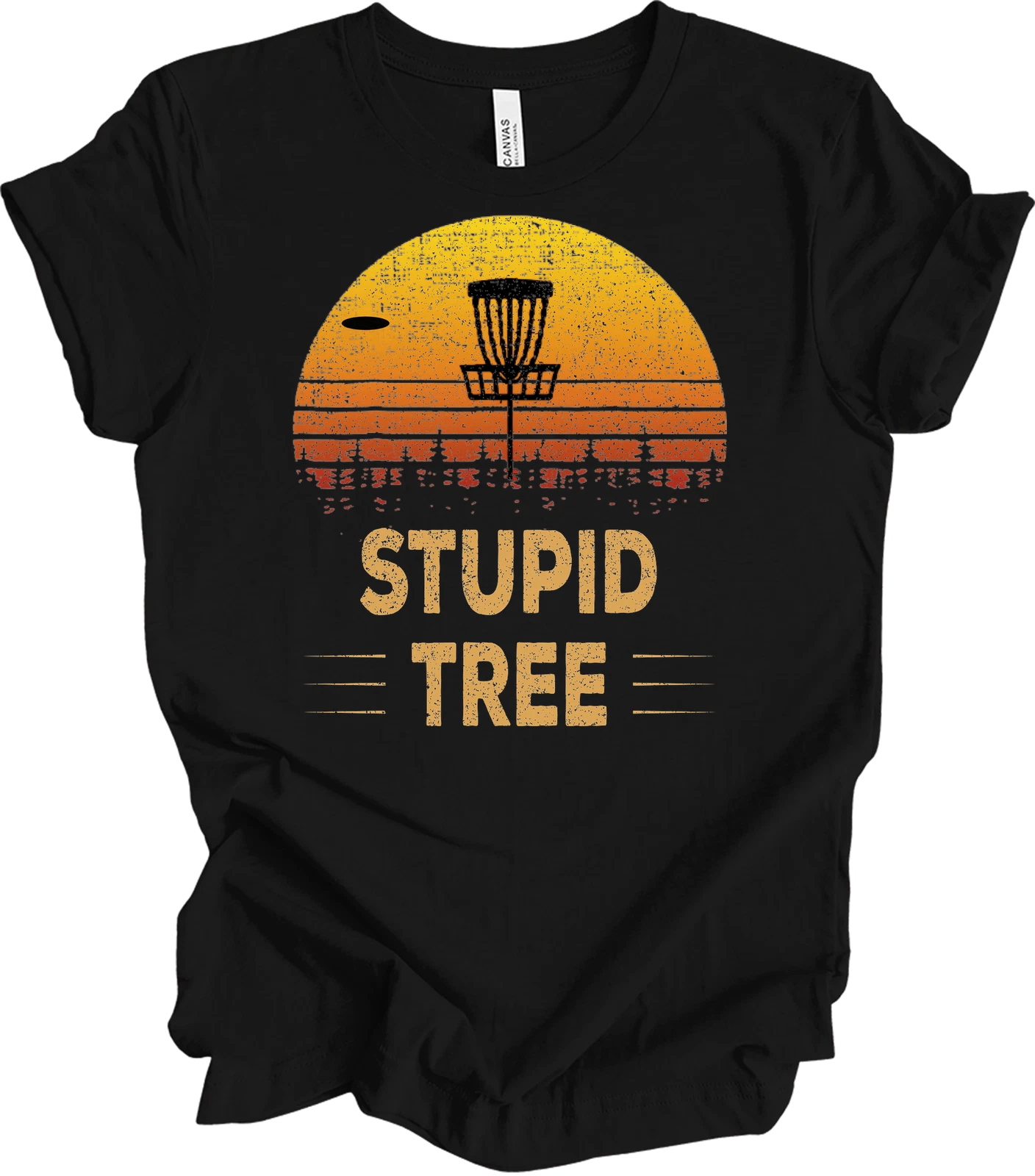 Retro Stupid Tree Disc Golf Shirt Funny Frisbee Golf Vintage Sunset Golfer Gift