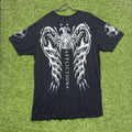 AFFLICTION y2k Shirt Mens 3XL Skull Cross Wings Live Fast Supertee Black 2000s